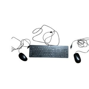 Lot of 3: HP keyboard, HP mouse, & Lenovo mouse: all 3 are wired and working